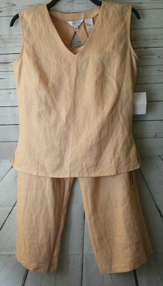 J.M.P. Linen Cropped  Pant Set Size S/M